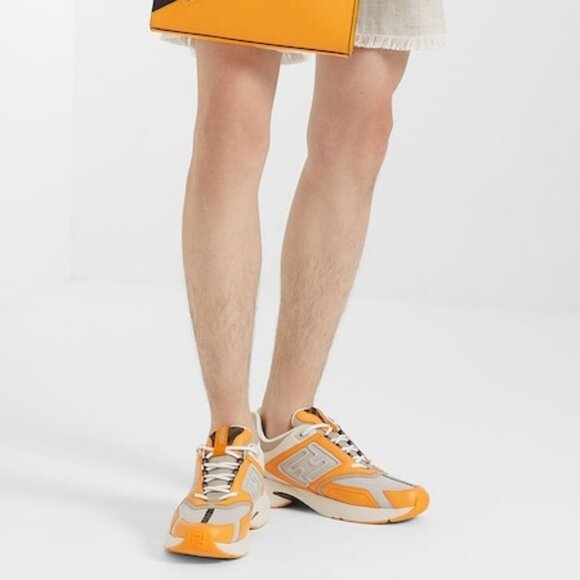 NIB$1350 FENDI FF-logo Textile Leather Faster Runner Low-Top Sneakers 12, US 13 - Picture 5 of 16